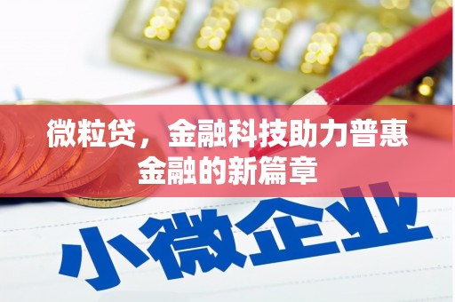佳冬微粒贷，金融科技助力普惠金融的新篇章