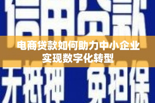 佳冬电商贷款如何助力中小企业实现数字化转型