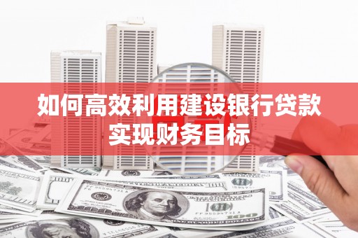 佳冬如何高效利用建设银行贷款实现财务目标