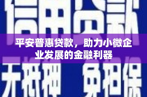 佳冬平安普惠贷款，助力小微企业发展的金融利器