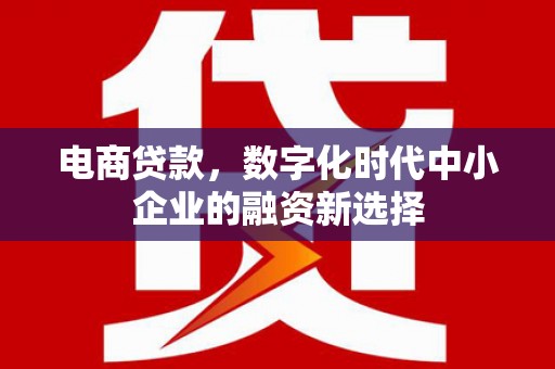 佳冬电商贷款，数字化时代中小企业的融资新选择
