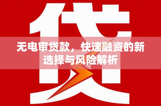 佳冬无电审贷款，快速融资的新选择与风险解析