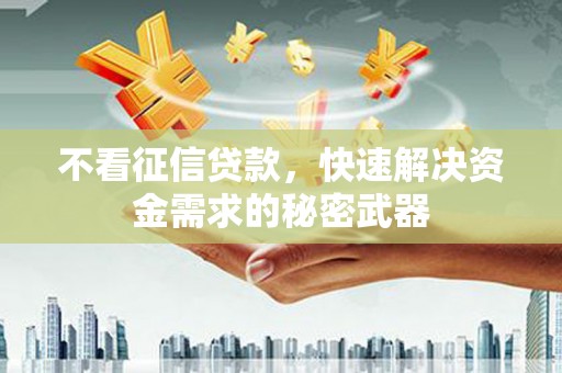 佳冬不看征信贷款，快速解决资金需求的秘密武器