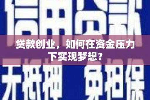 佳冬贷款创业，如何在资金压力下实现梦想？