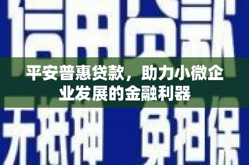 佳冬平安普惠贷款，助力小微企业发展的金融利器