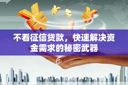 佳冬不看征信贷款，快速解决资金需求的秘密武器