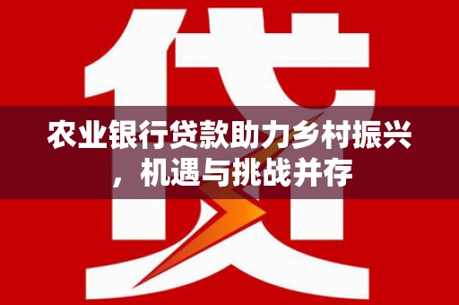 佳冬农业银行贷款助力乡村振兴，机遇与挑战并存