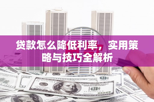佳冬贷款怎么降低利率，实用策略与技巧全解析
